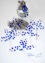 Дизайнерски фуркети - украса за коса с кристали серия Blue Rain - комплект 5 броя и обици